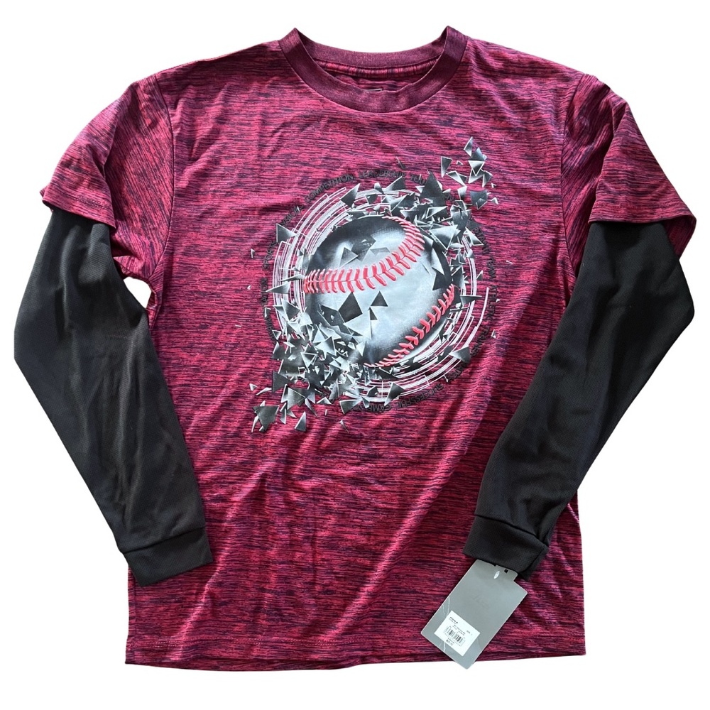 Light weight long sleeve baseball image boy's shirt youth size large NWT